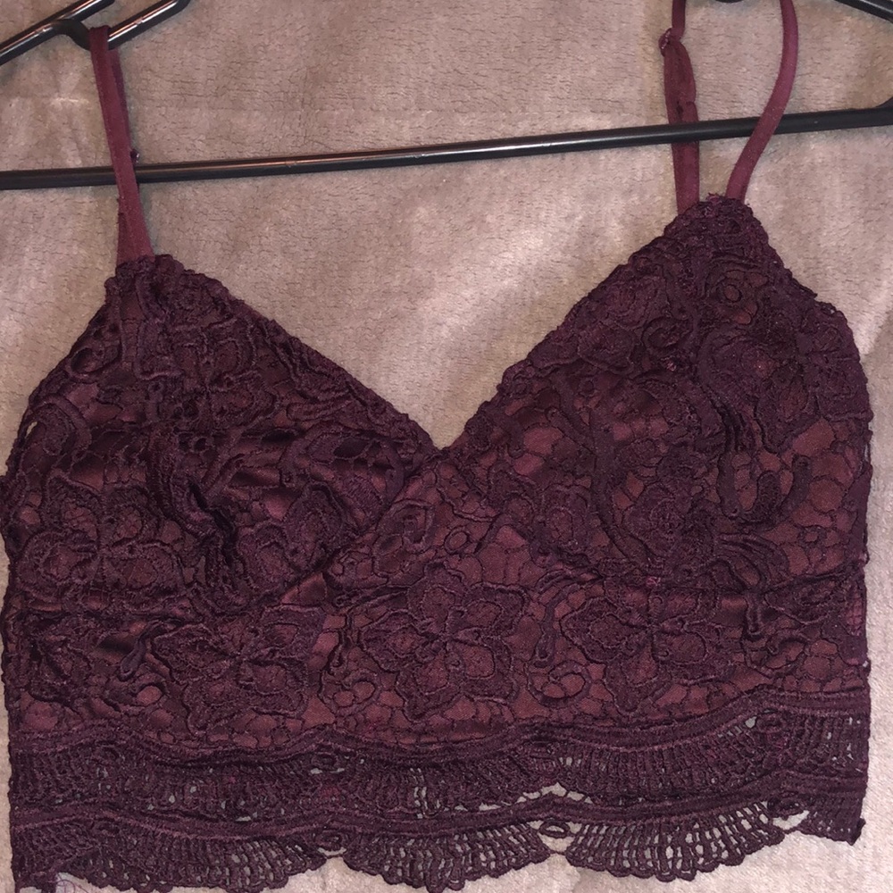 Bralette Corset Lace Top, dark maroon/purple